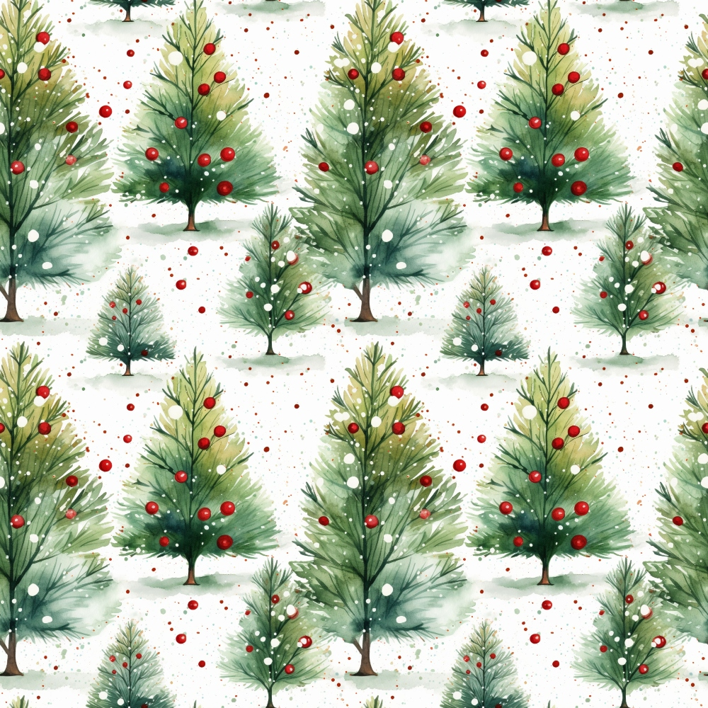 Red and Green Watercolor Christmas Pattern 8 Quilting Cotton Fabric