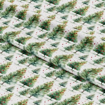 Red and Green Watercolor Christmas Pattern 8 Quilting Cotton Fabric