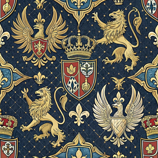 Regal Heraldic Motifs Pattern 7 Quilting Cotton Fabric