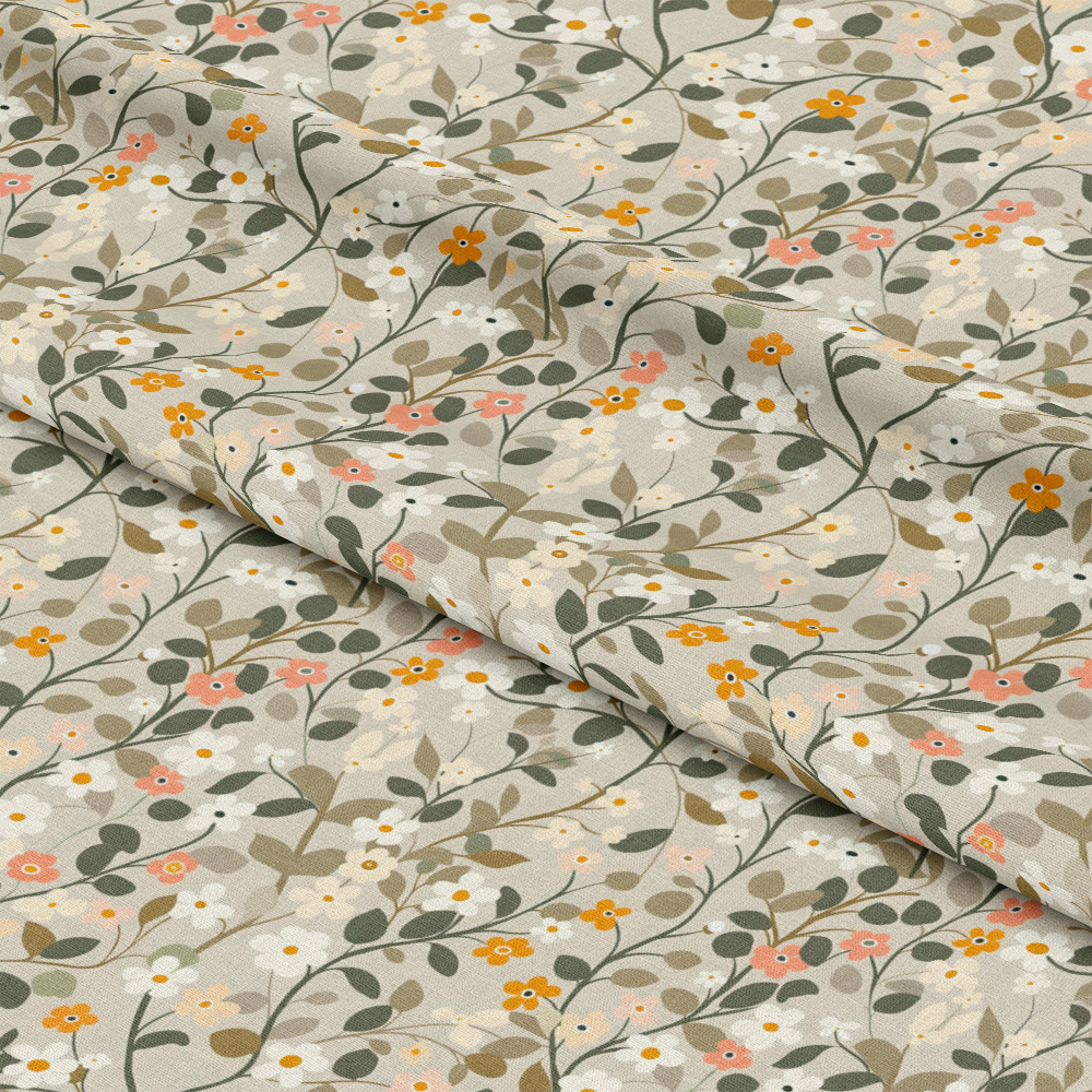 Retro Floral Daisies Pattern 12 Quilting Cotton Fabric