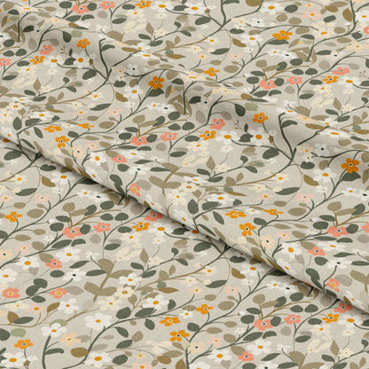 Retro Floral Daisies Pattern 12 Quilting Cotton Fabric