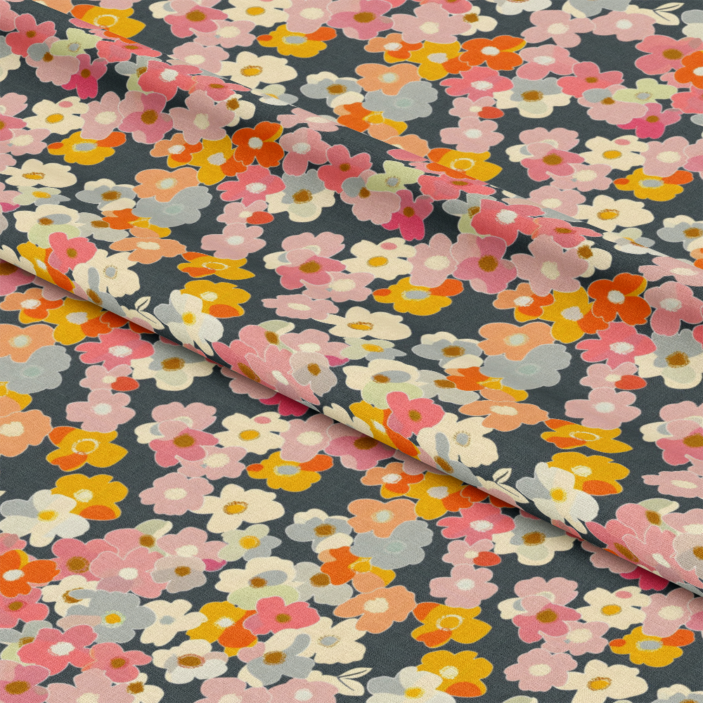 Retro Floral Daisies Pattern 14 Quilting Cotton Fabric