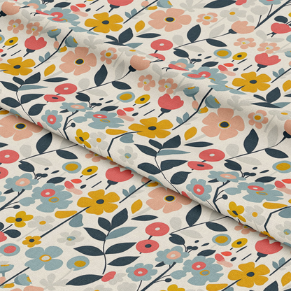 Retro Floral Daisies Pattern 15 Quilting Cotton Fabric