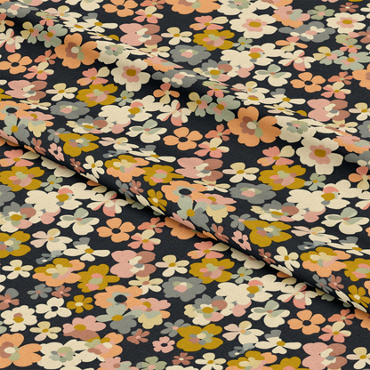 Retro Floral Daisies Pattern 16 Quilting Cotton Fabric
