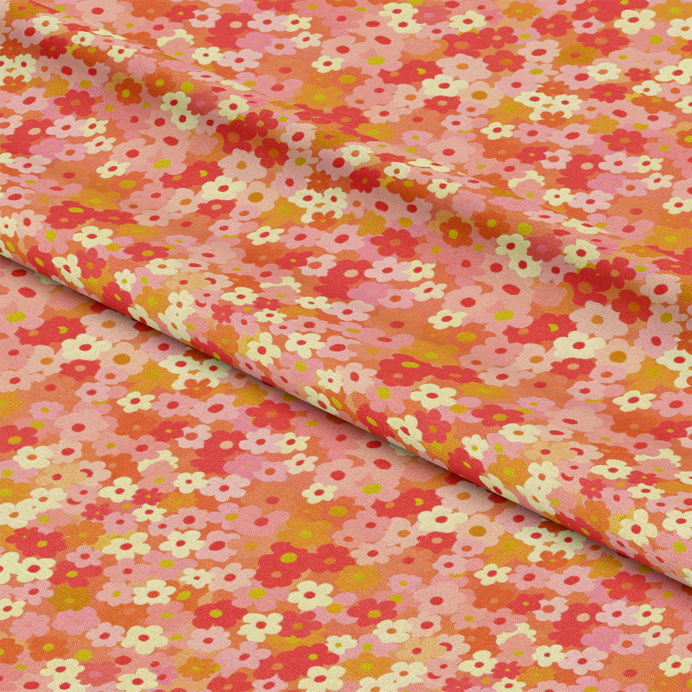 Retro Floral Daisies Pattern 3 Quilting Cotton Fabric