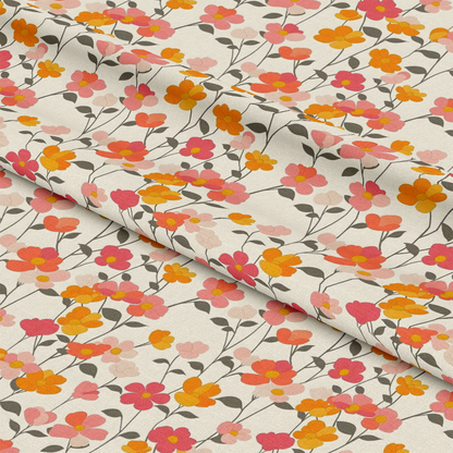 Retro Floral Daisies Pattern 4 Quilting Cotton Fabric