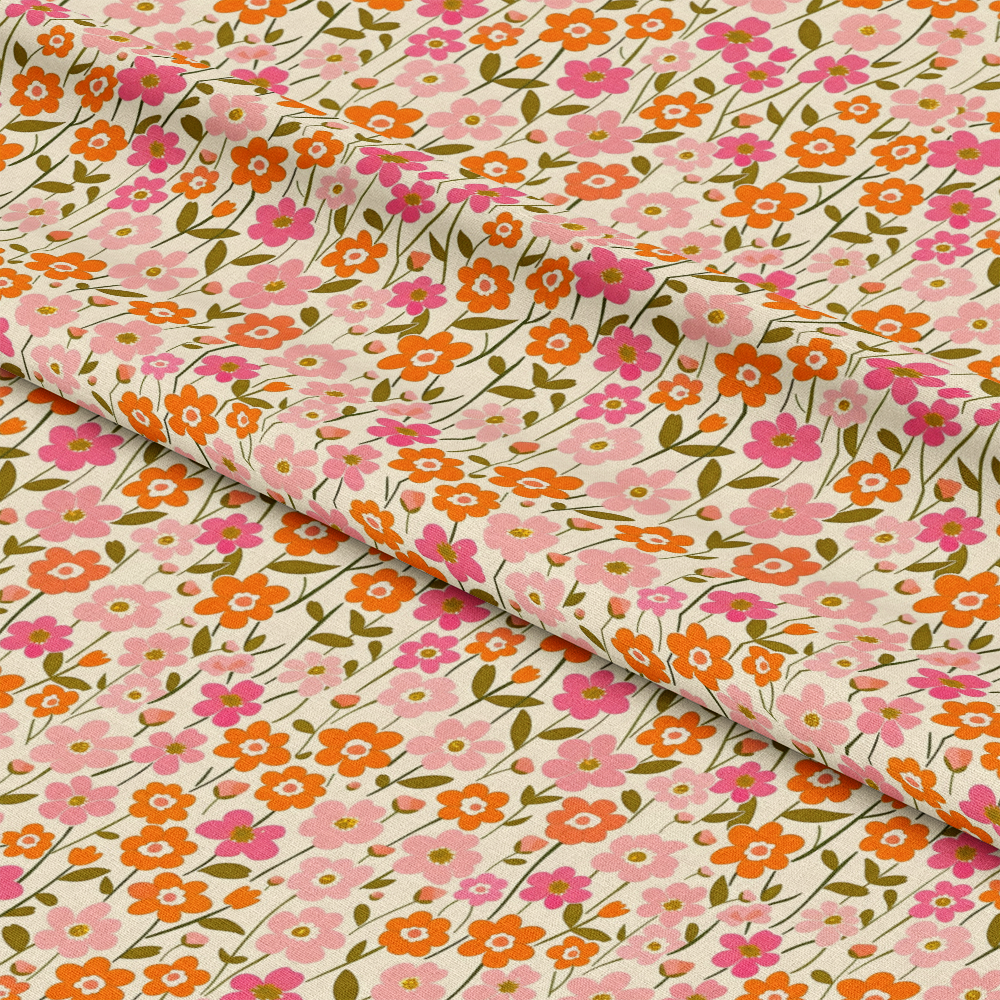 Retro Floral Daisies Pattern 5 Quilting Cotton Fabric