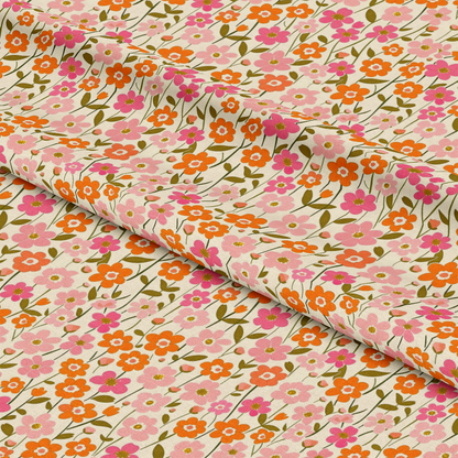 Retro Floral Daisies Pattern 5 Quilting Cotton Fabric