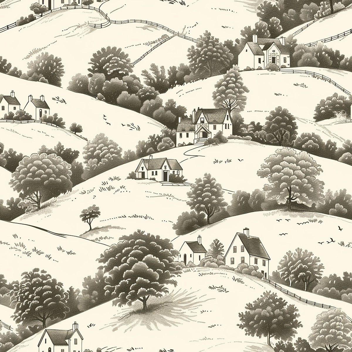 Countryside Cottages Pattern 12 Minky Fabric