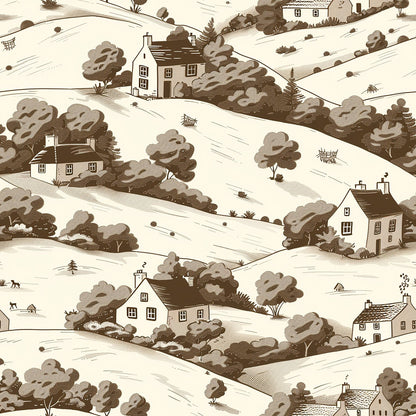 Countryside Cottages Pattern 1 Minky Fabric