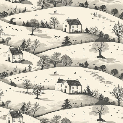 Countryside Cottages Pattern 2 Minky Fabric