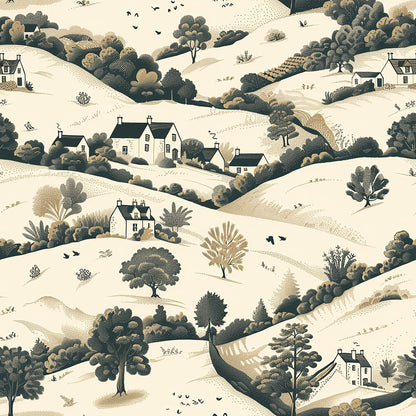 Countryside Cottages Pattern 3 Minky Fabric