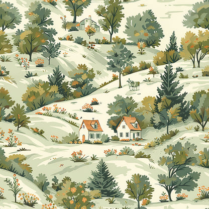 Countryside Cottages Pattern 4 Minky Fabric