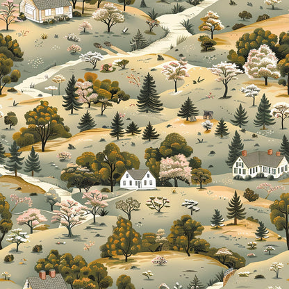 Countryside Cottages Pattern 5 Minky Fabric