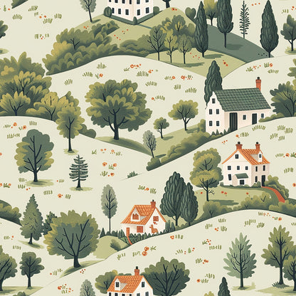 Countryside Cottages Pattern 7 Minky Fabric