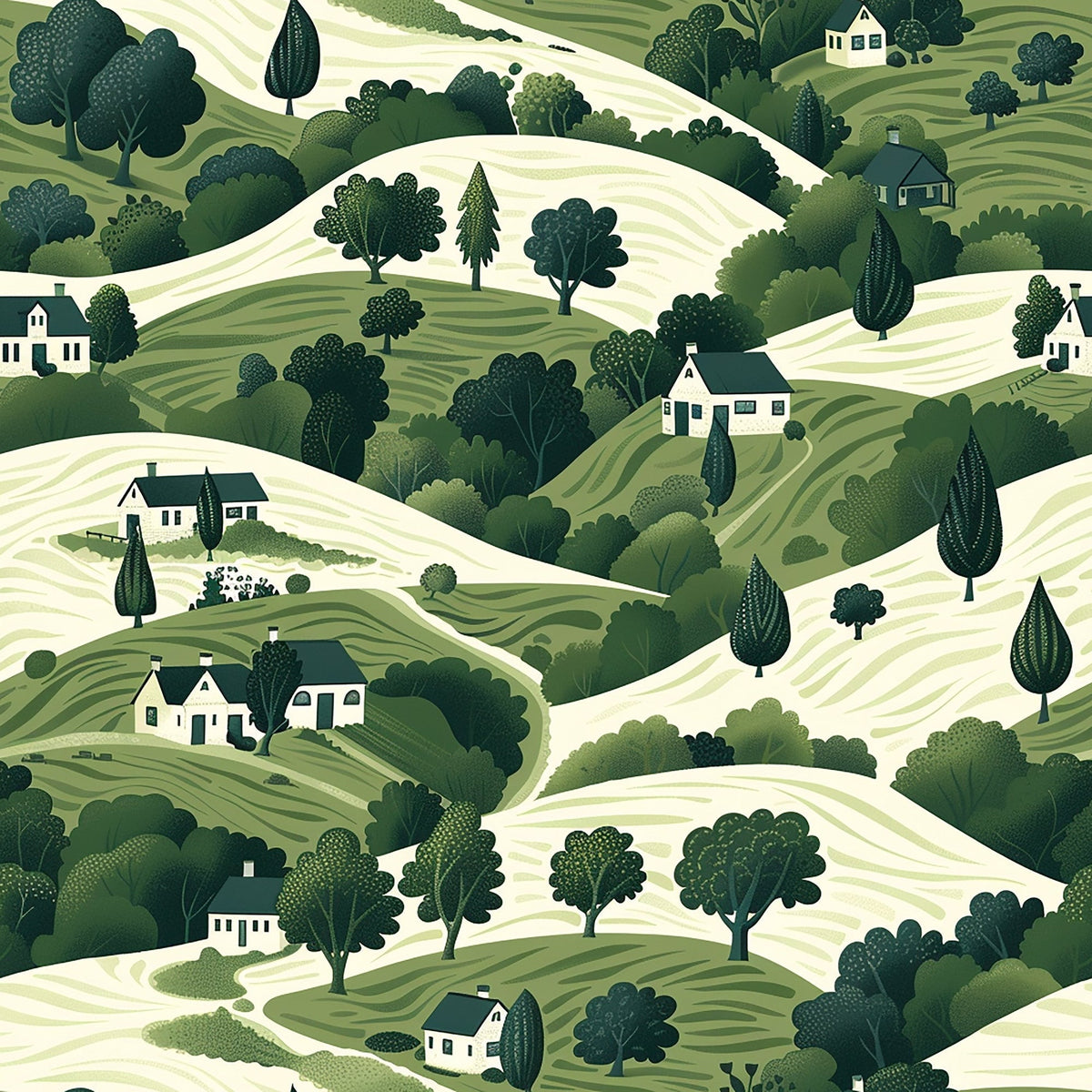 Countryside Cottages Pattern 8 Minky Fabric