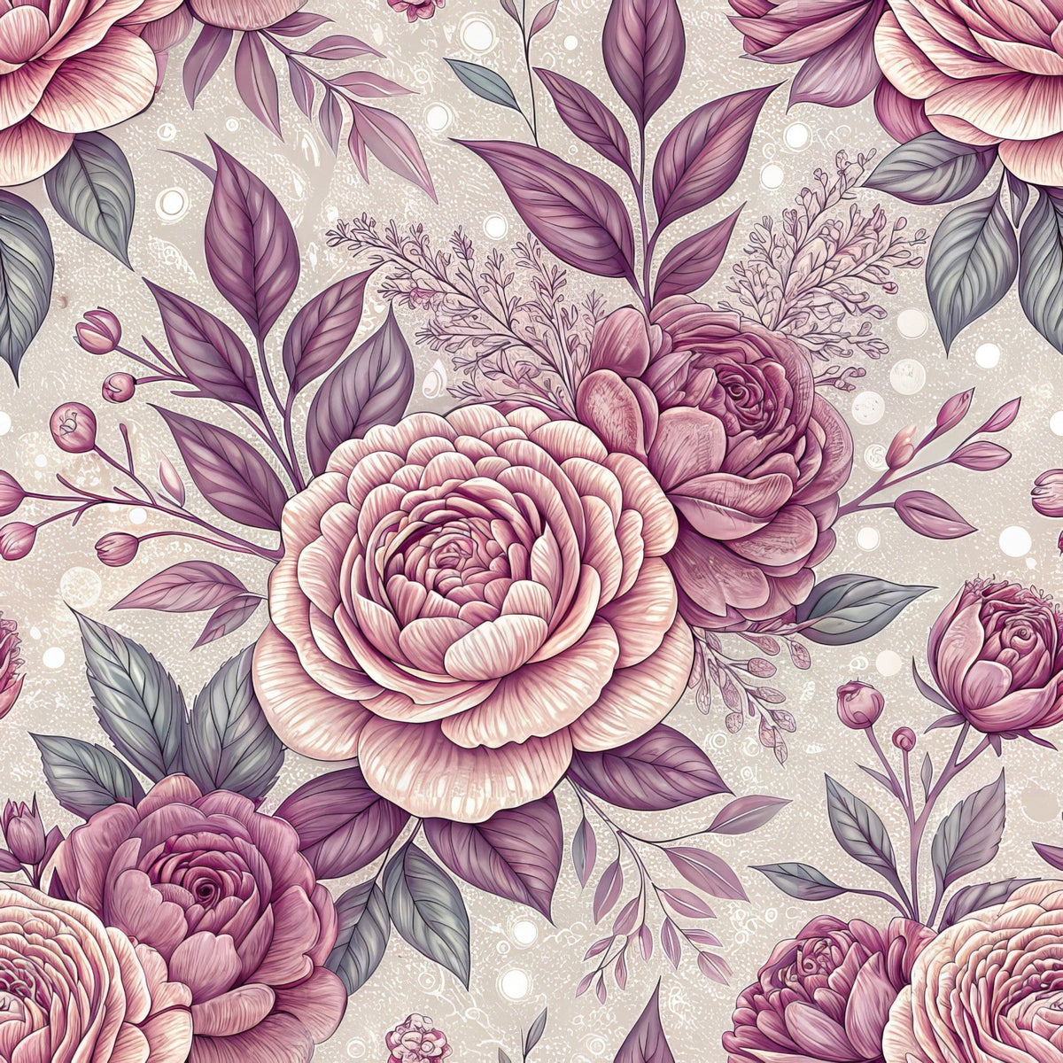 Dusty Rose Garden Pattern 12 Minky Fabric