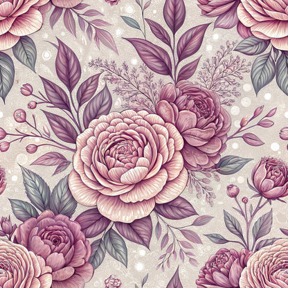 Dusty Rose Garden Pattern 12 Minky Fabric