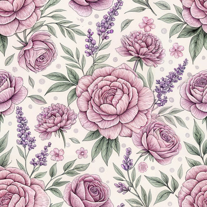 Dusty Rose Garden Pattern 13 Minky Fabric