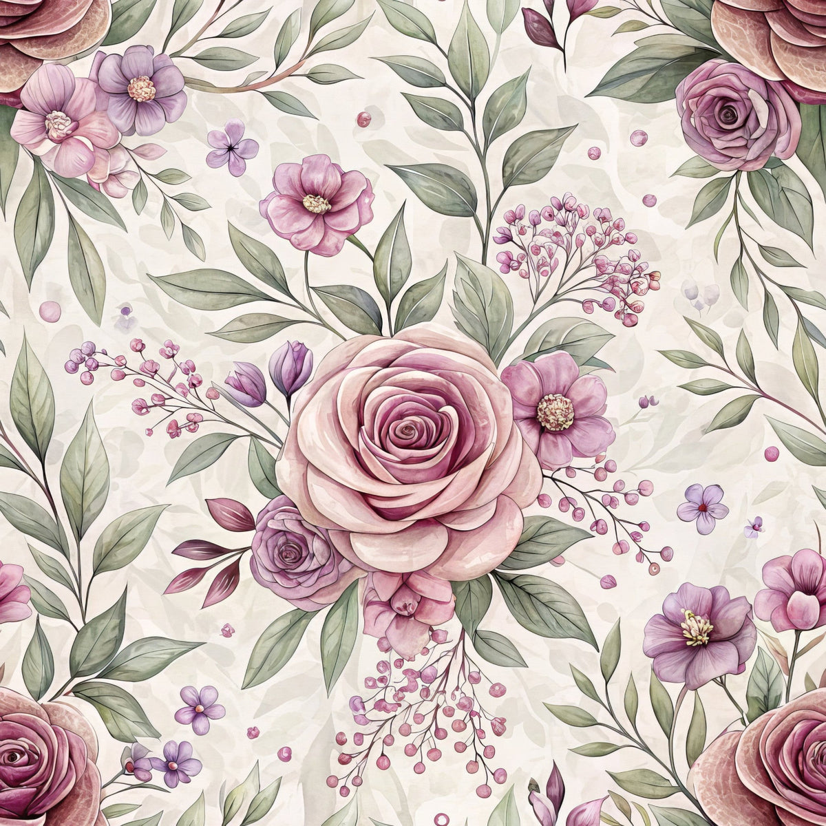 Dusty Rose Garden Pattern 1 Minky Fabric