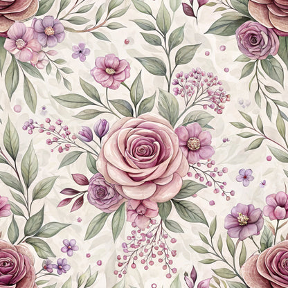 Dusty Rose Garden Pattern 1 Minky Fabric