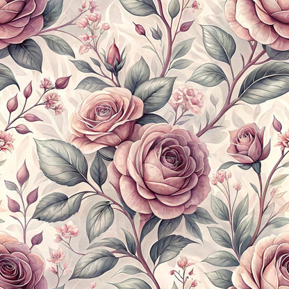 Dusty Rose Garden Pattern 4 Minky Fabric