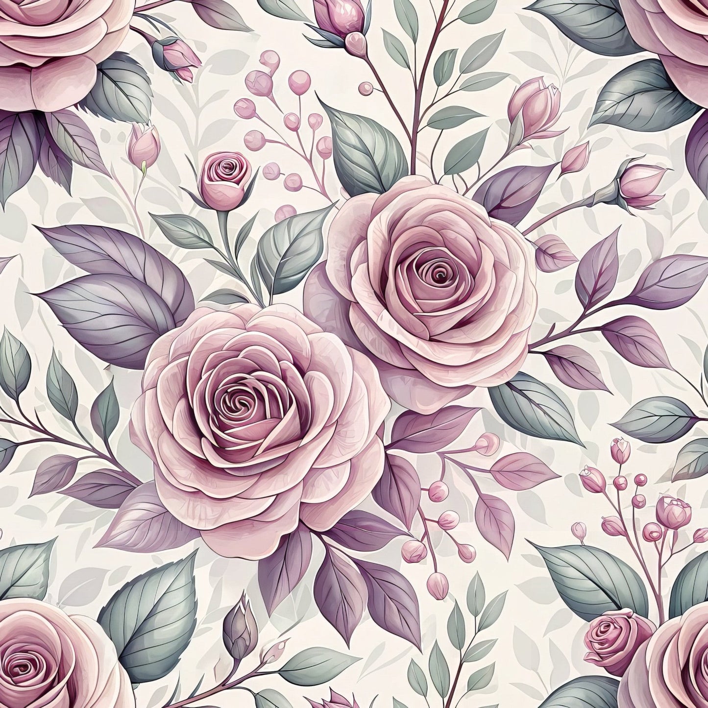 Romantic Mauve Floral Pattern 7 Quilting Cotton Fabric