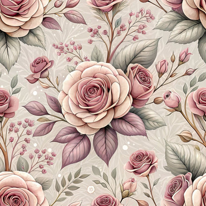 Dusty Rose Garden Pattern 8 Minky Fabric