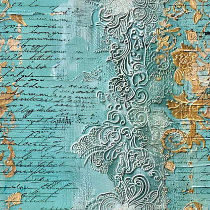 Gilded Lace Script Pattern 12 Minky Fabric
