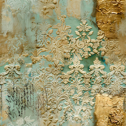 Gilded Lace Script Pattern 14 Minky Fabric