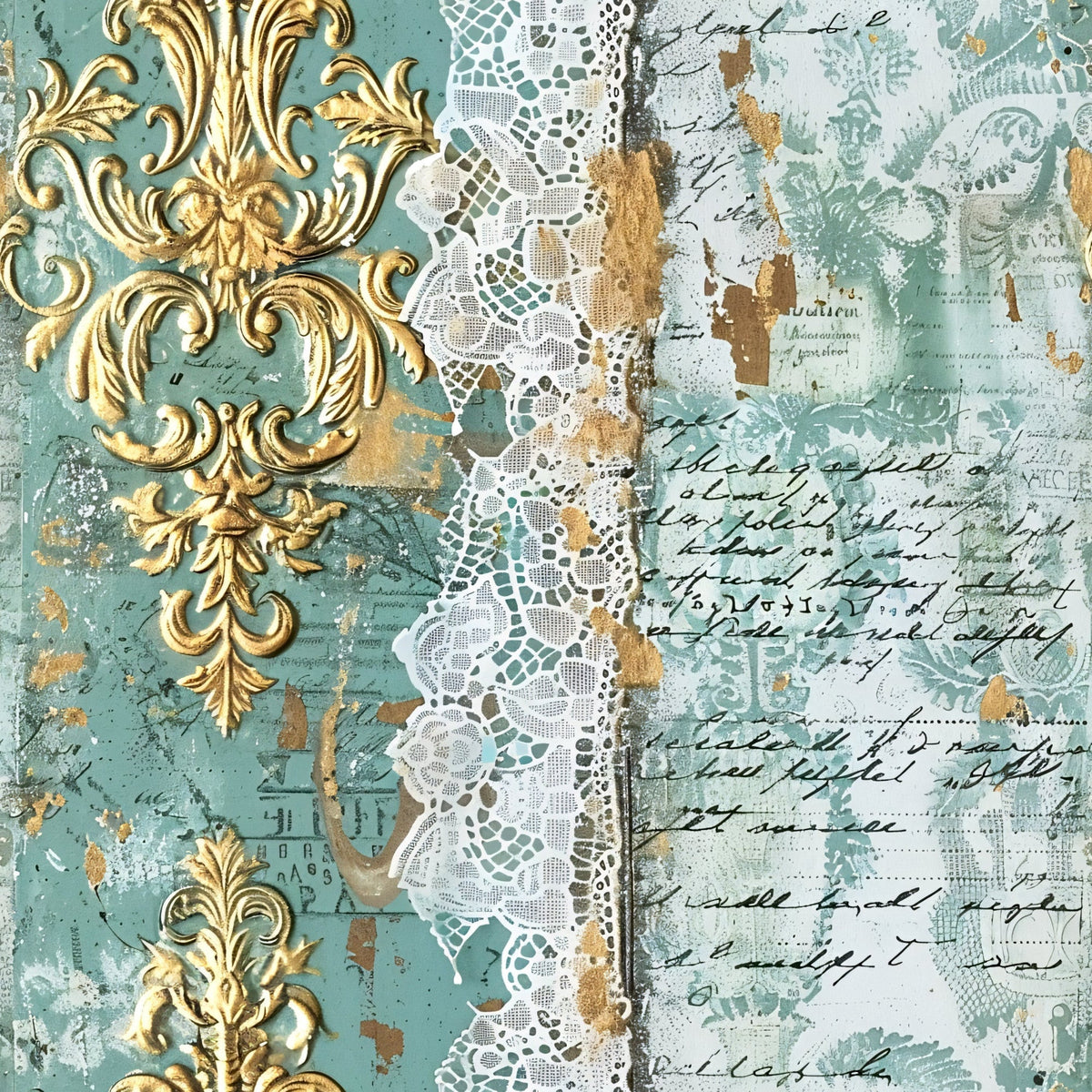 Gilded Lace Script Pattern 15 Minky Fabric