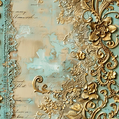 Gilded Lace Script Pattern 16 Minky Fabric