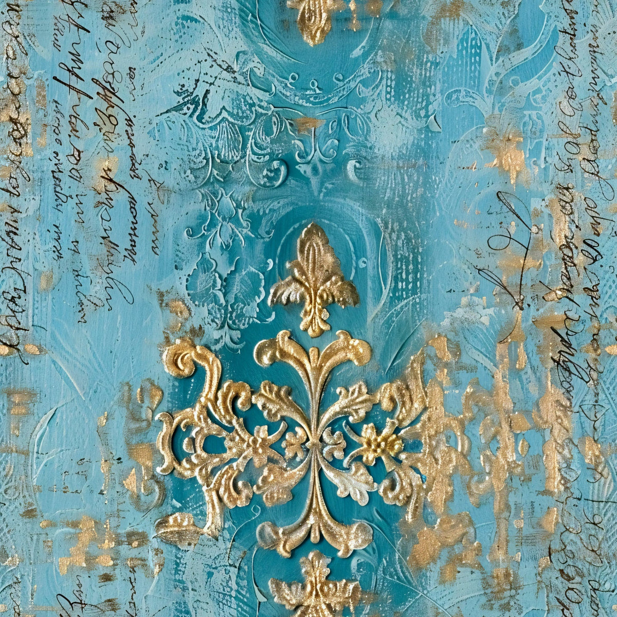 Gilded Lace Script Pattern 17 Minky Fabric