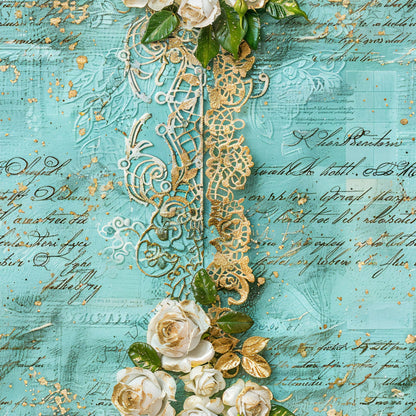 Gilded Lace Script Pattern 1 Minky Fabric