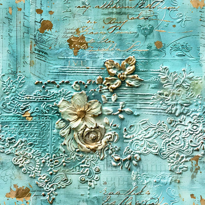 Gilded Lace Script Pattern 4 Minky Fabric