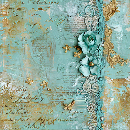 Gilded Lace Script Pattern 5 Minky Fabric