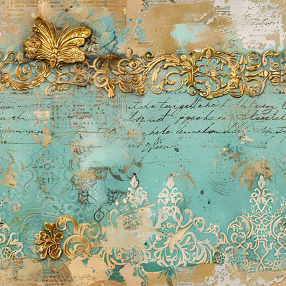 Gilded Lace Script Pattern 6 Minky Fabric