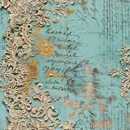 Gilded Lace Script Pattern 8 Minky Fabric
