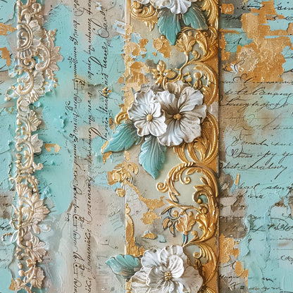 Gilded Lace Script Pattern 9 Minky Fabric