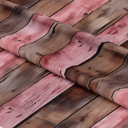 Pink Rose Wood Planks Pattern 5 Quilting Cotton Fabric