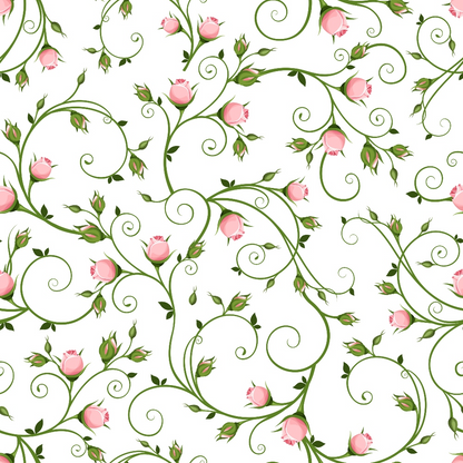 Rosebud Vines Minky Fabric