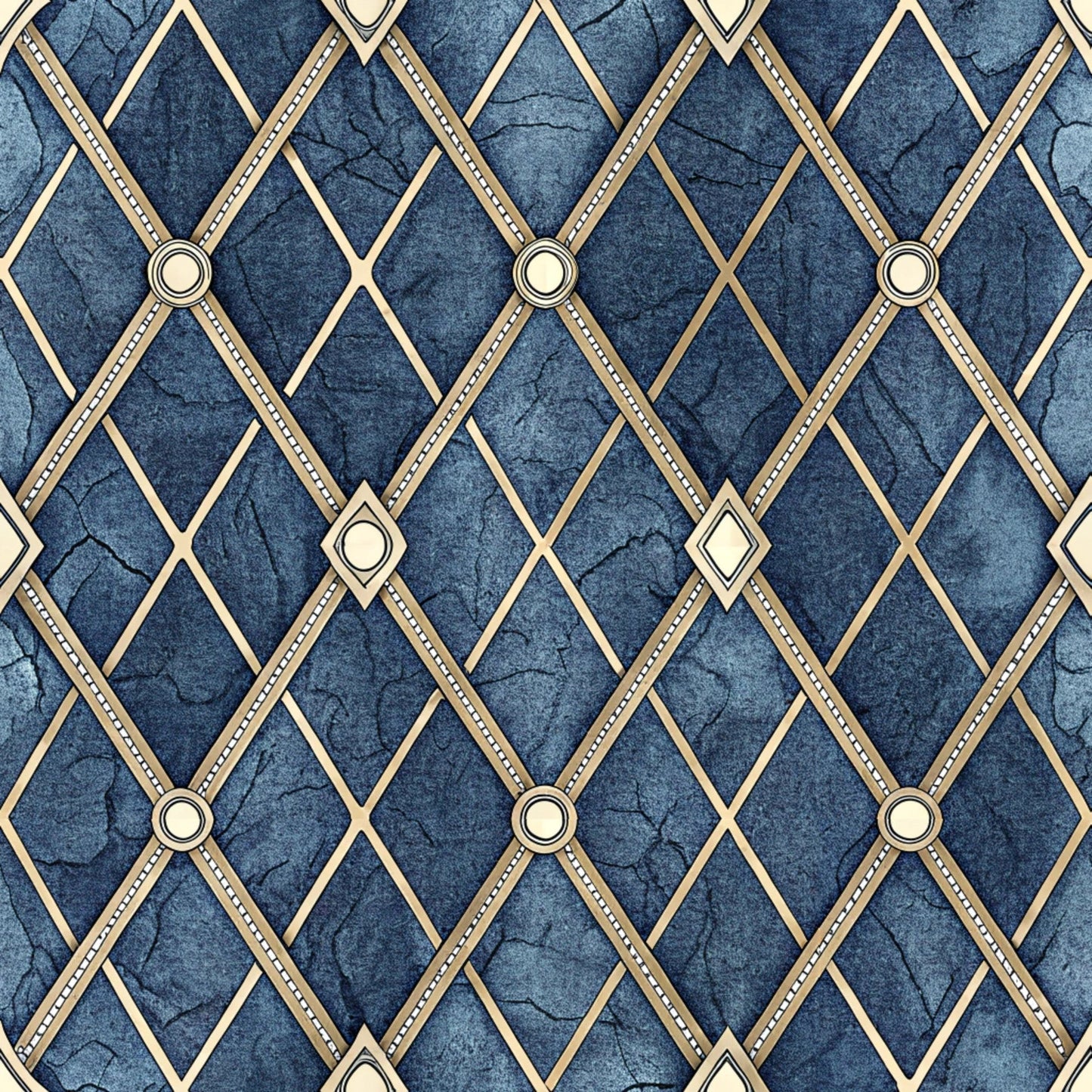 Royal Blue Azure Pattern 19 Quilting Cotton Fabric