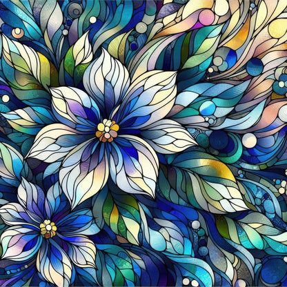 Sapphire Mosaic Blooms Pattern 2 Minky Fabric