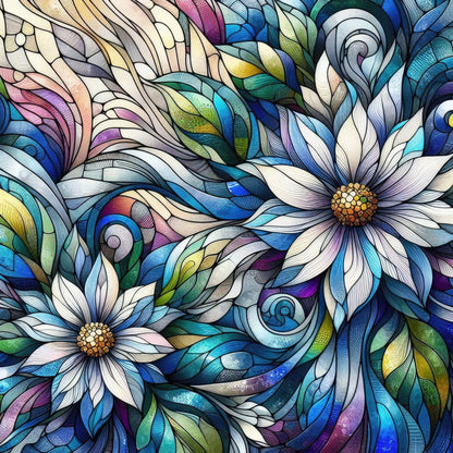 Sapphire Mosaic Blooms Pattern 3 Minky Fabric