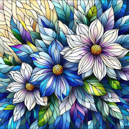 Sapphire Mosaic Blooms Pattern 4 Minky Fabric