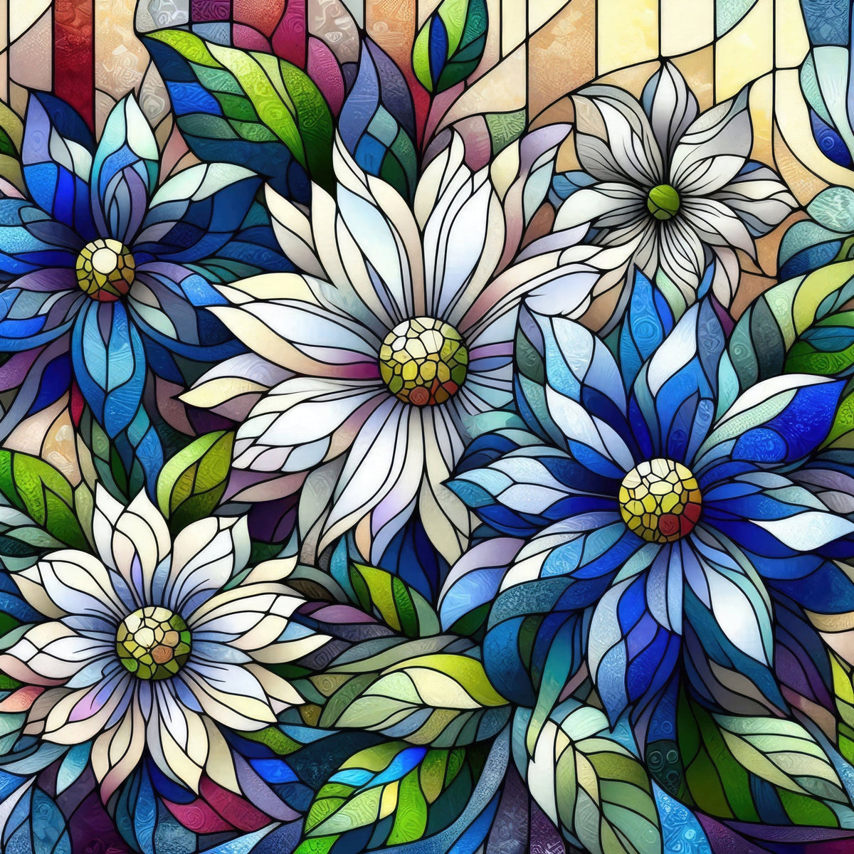 Sapphire Mosaic Blooms Pattern 5 Minky Fabric