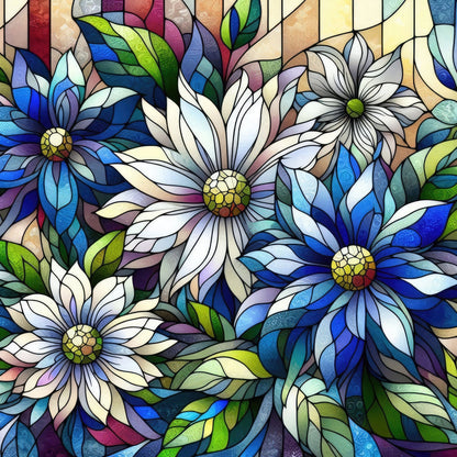 Sapphire Mosaic Blooms Pattern 5 Minky Fabric