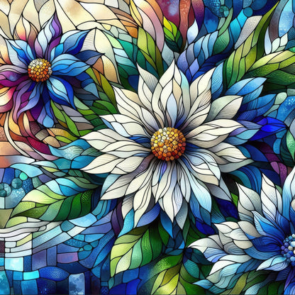 Sapphire Mosaic Blooms Pattern 7 Minky Fabric