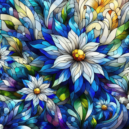 Sapphire Mosaic Blooms Pattern 8 Minky Fabric