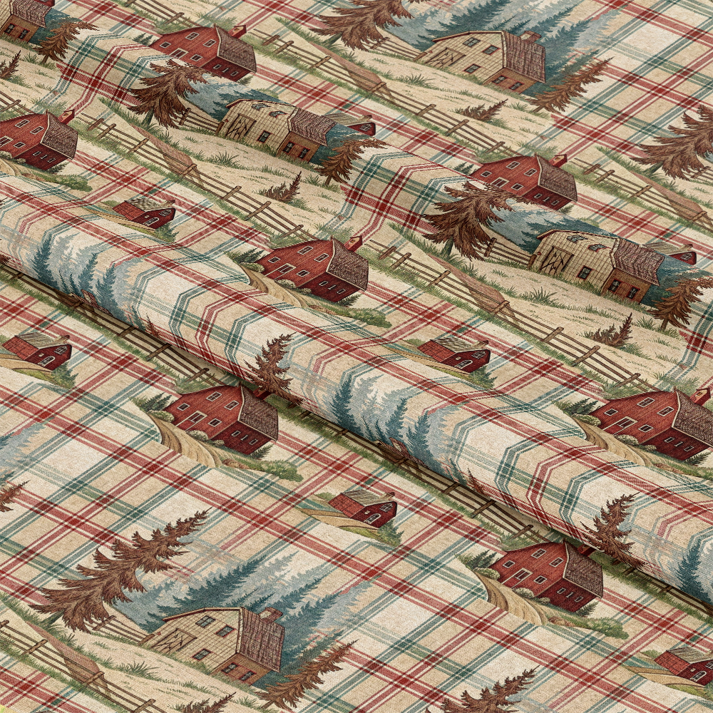Rustic Country Farmhouse Plaid Pattern 7 Quilting Cotton Fabric